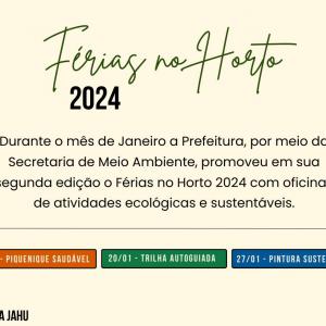 Imagem da notícia BALANÇO - FÉRIAS NO HORTO