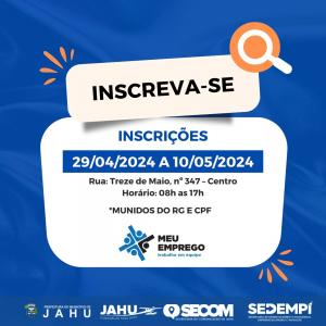 Imagem da notícia PROGRAMA MEU EMPREGO : ÚLTIMO DIA DE INSCRIÇÕES