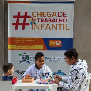 Imagem da notícia Semana de conscientização do Combate ao Trabalho Infantil: Ação comunitária, com recreação e passeio ciclístico na Praça da Matriz do Distrito de Potunduva - FOTOS