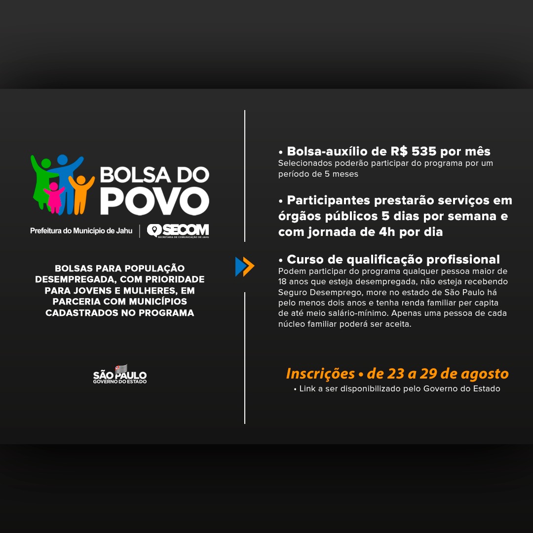 MUNICÍPIO ADERE AO PROGRAMA 'BOLSA TRABALHO'