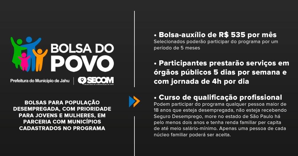 INSCRIÇÕES PARA O 'BOLSA TRABALHO' SEGUEM ATÉ SEGUNDA