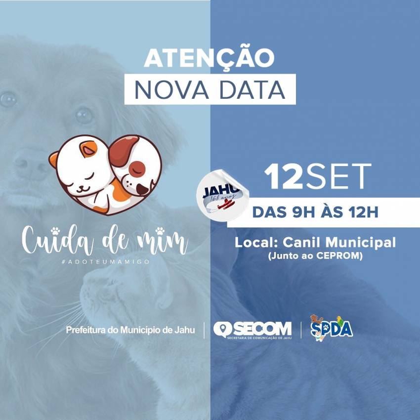 ATENÇÃO - DEVIDO AO TEMPO CHUVOSO A FEIRA DE ADOÇÃO SERÁ REALIZADA EM OUTRA DATA