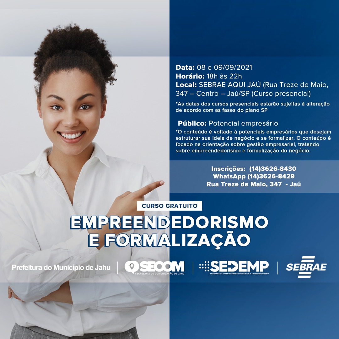 Curso Gratuito: Empreendedorismo e Formalização (PRESENCIAL)