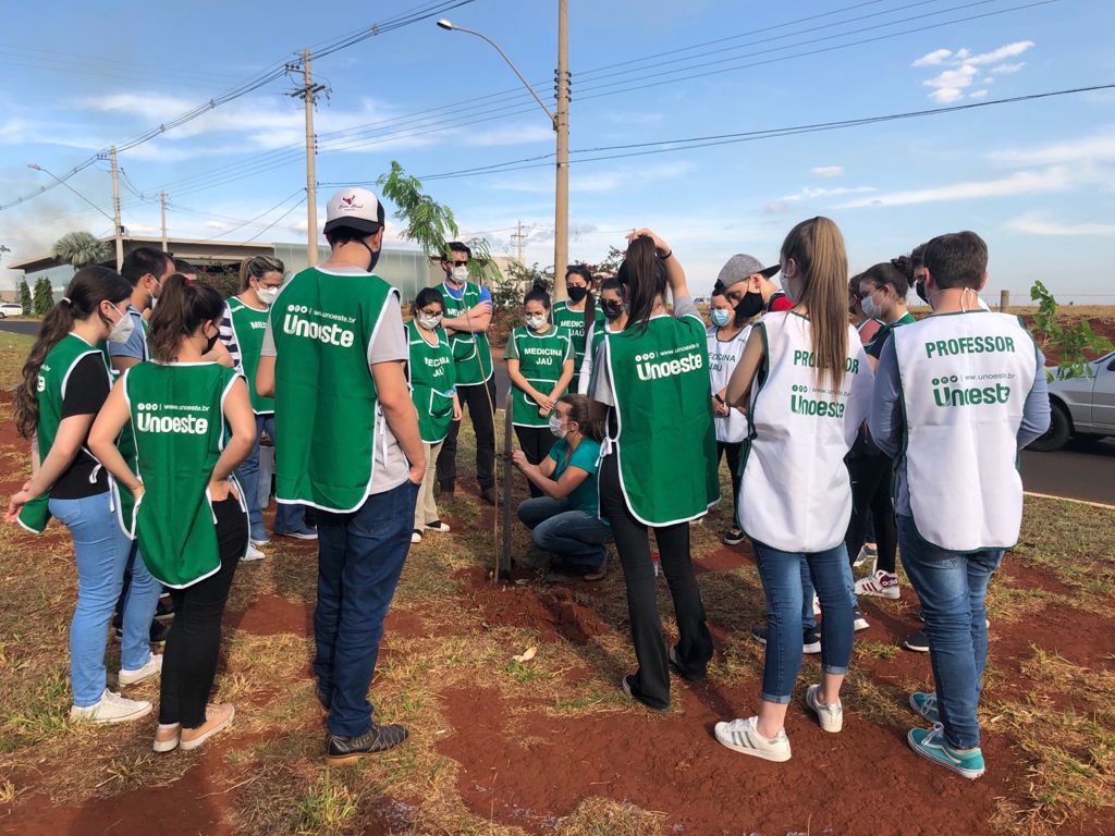 SEMEIA E ESTUDANTES PLANTAM 30 MUDAS DE ÁRVORES NA AVENIDA JOÃO FRANCESCHI