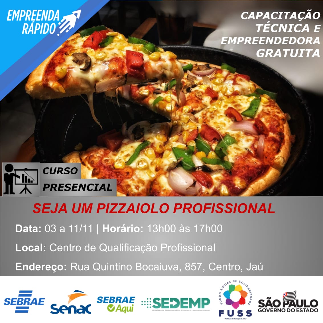FUSS ABRE MAIS DUAS TURMAS PARA CURSO GRATUITO DE PIZZAIOLO