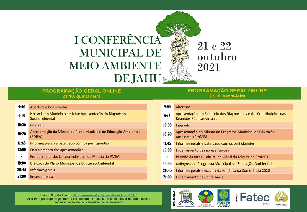 INSCRIÇÔES PARA CONFERÊNCIA DE MEIO AMBIENTE