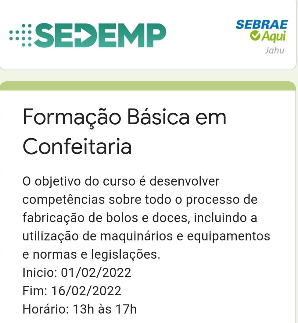 FUSS OFERECE CURSO GRATUITO DE CONFEITARIA BÁSICA