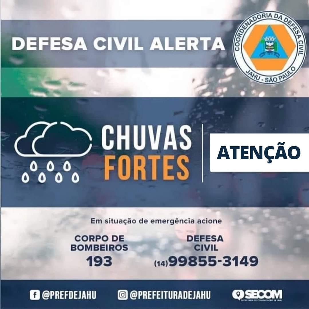 DEFESA CIVIL ALERTA PARA RISCO DE NOVAS CHUVAS