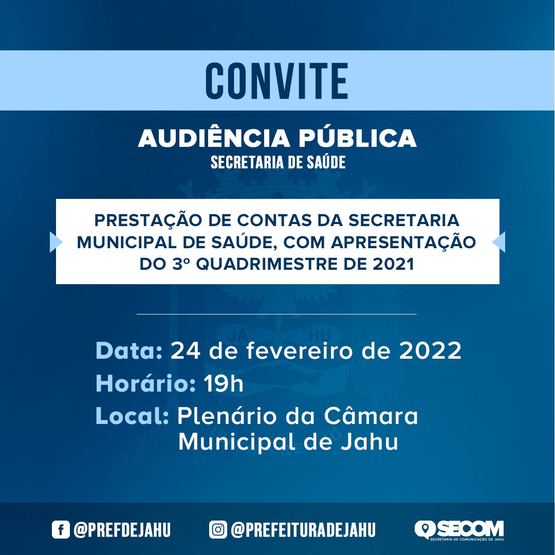 AUDIÊNCIA PÚBLICA DE PRESTAÇÃO DE CONTAS DA SAÚDE