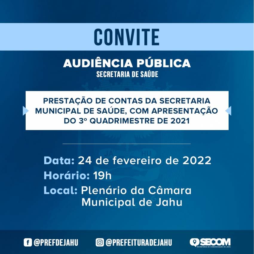 AUDIÊNCIA PÚBLICA DE PRESTAÇÃO DE CONTAS DA SAÚDE