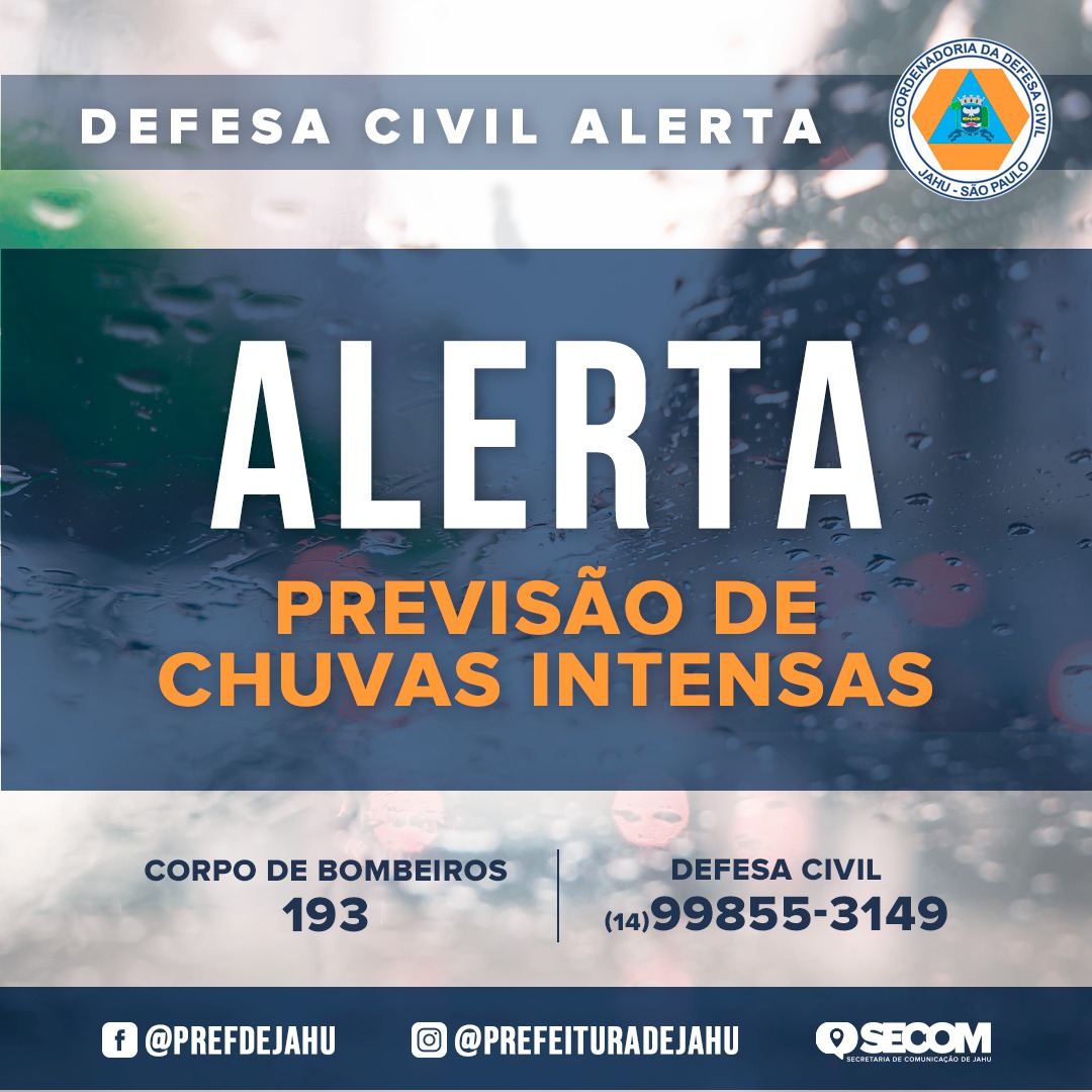 CHUVAS INTENSAS ESTÃO PREVISTAS ATÉ QUARTA-FEIRA
