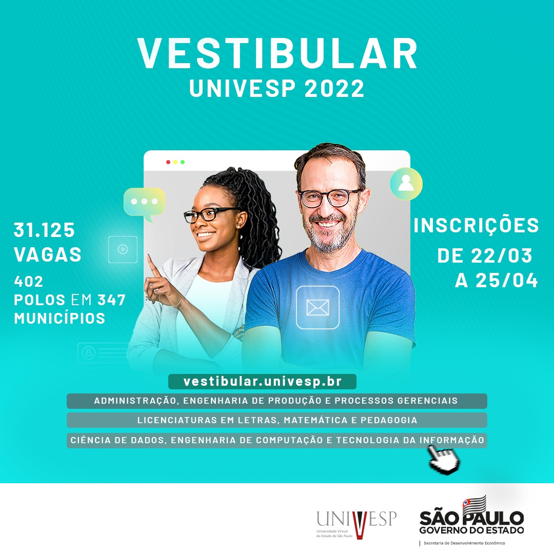 UNIVESP ABRE INSCRIÇÕES PARA VESTIBULAR NA PRÓXIMA SEMANA