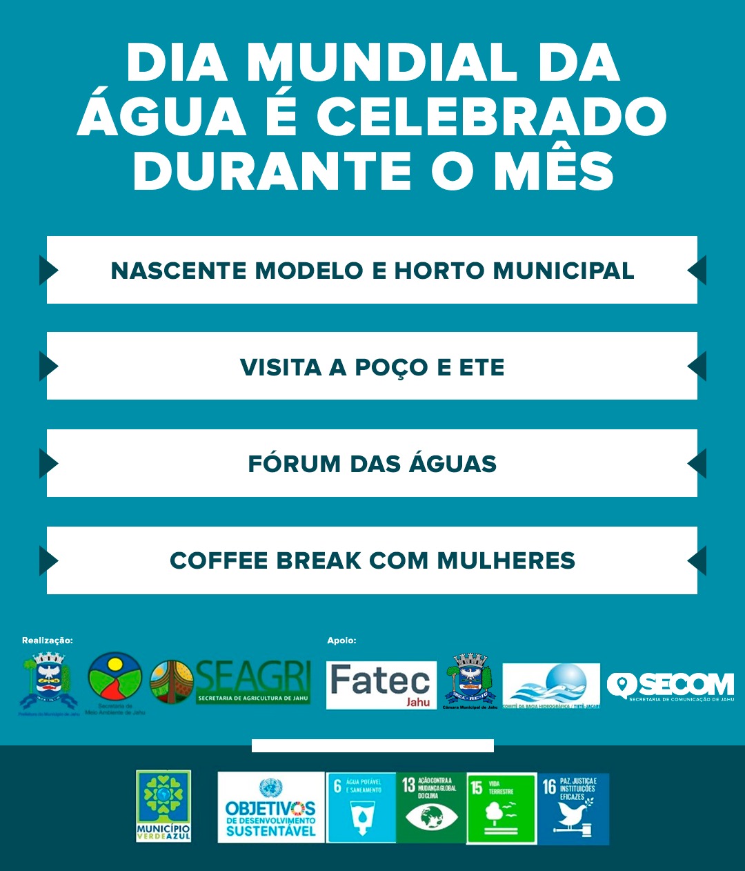 DIA MUNDIAL DA ÁGUA É CELEBRADO DURANTE O MÊS