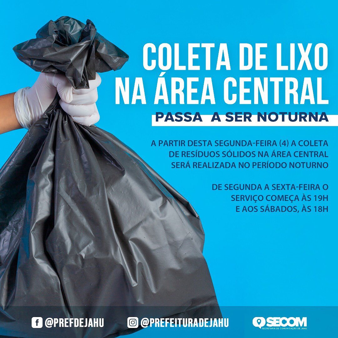 COLETA DE LIXO NA ÁREA CENTRAL PASSA A SER NOTURNA