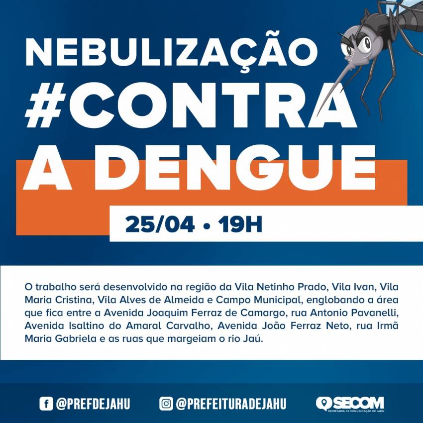 NOVA AÇÃO DE NEBULIZAÇÃO SERÁ REALIZADA NA SEGUNDA (25)