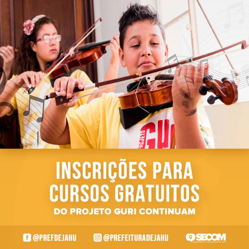 INSCRIÇÕES PARA CURSOS GRATUITOS DO PROJETO GURI CONTINUAM