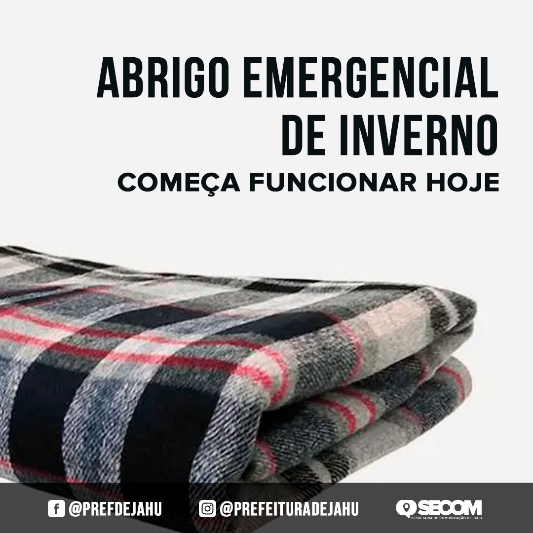 ABRIGO EMERGENCIAL DE INVERNO COMEÇA FUNCIONAR HOJE  