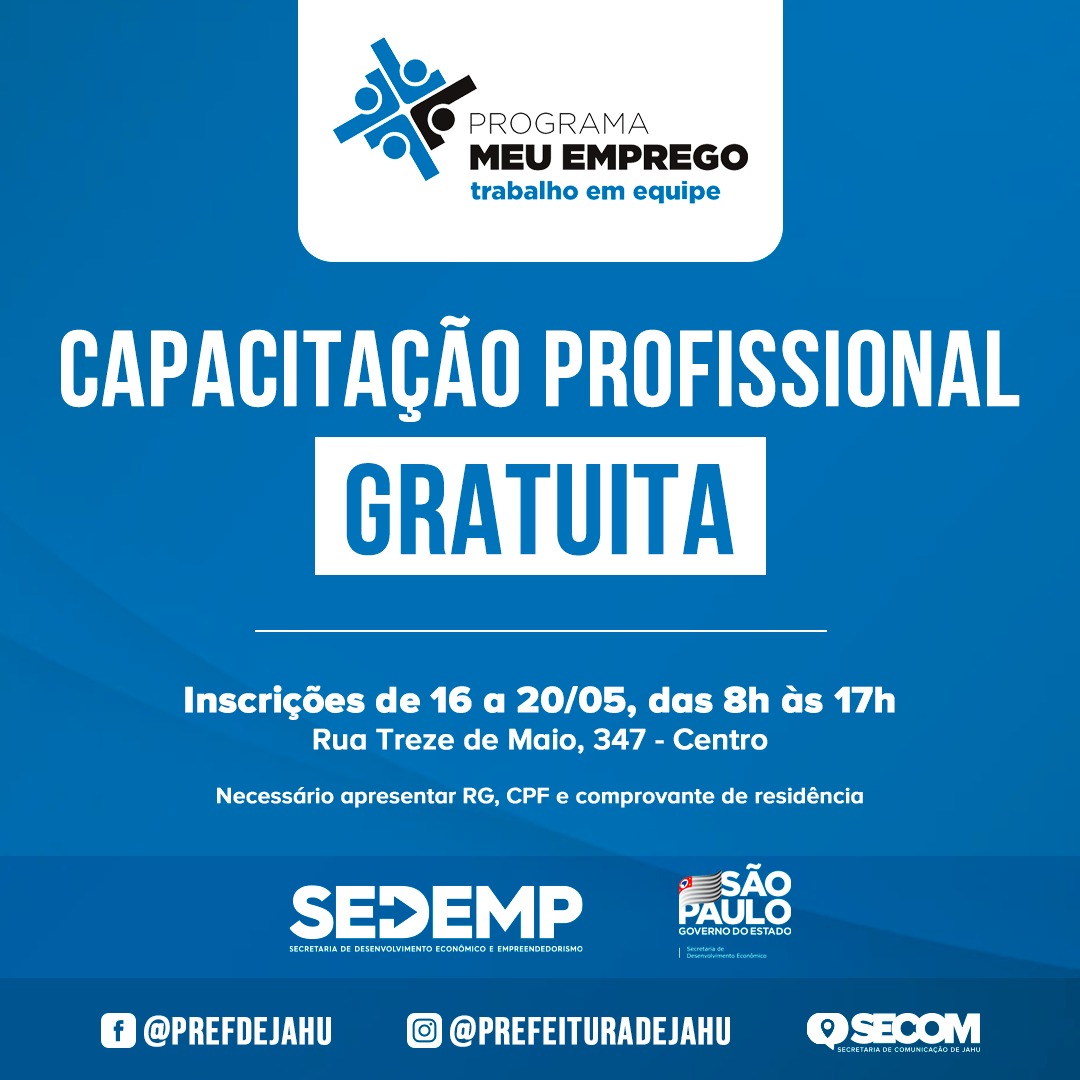 CURSO DE CAPACITAÇÃO PROFISSIONAL ESTÁ COM MATRÍCULAS ABERTAS