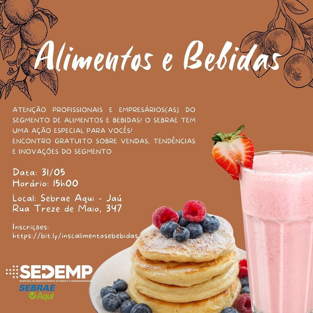 CURSO VOLTADO AO SEGMENTO DE ALIMENTOS E BEBIDAS SEGUE COM INSCRIÇÕES ABERTAS