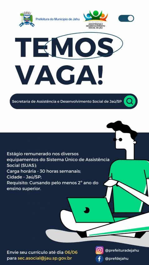 ASSISTÊNCIA SOCIAL TEM VAGA PARA ESTAGIÁRIO  
