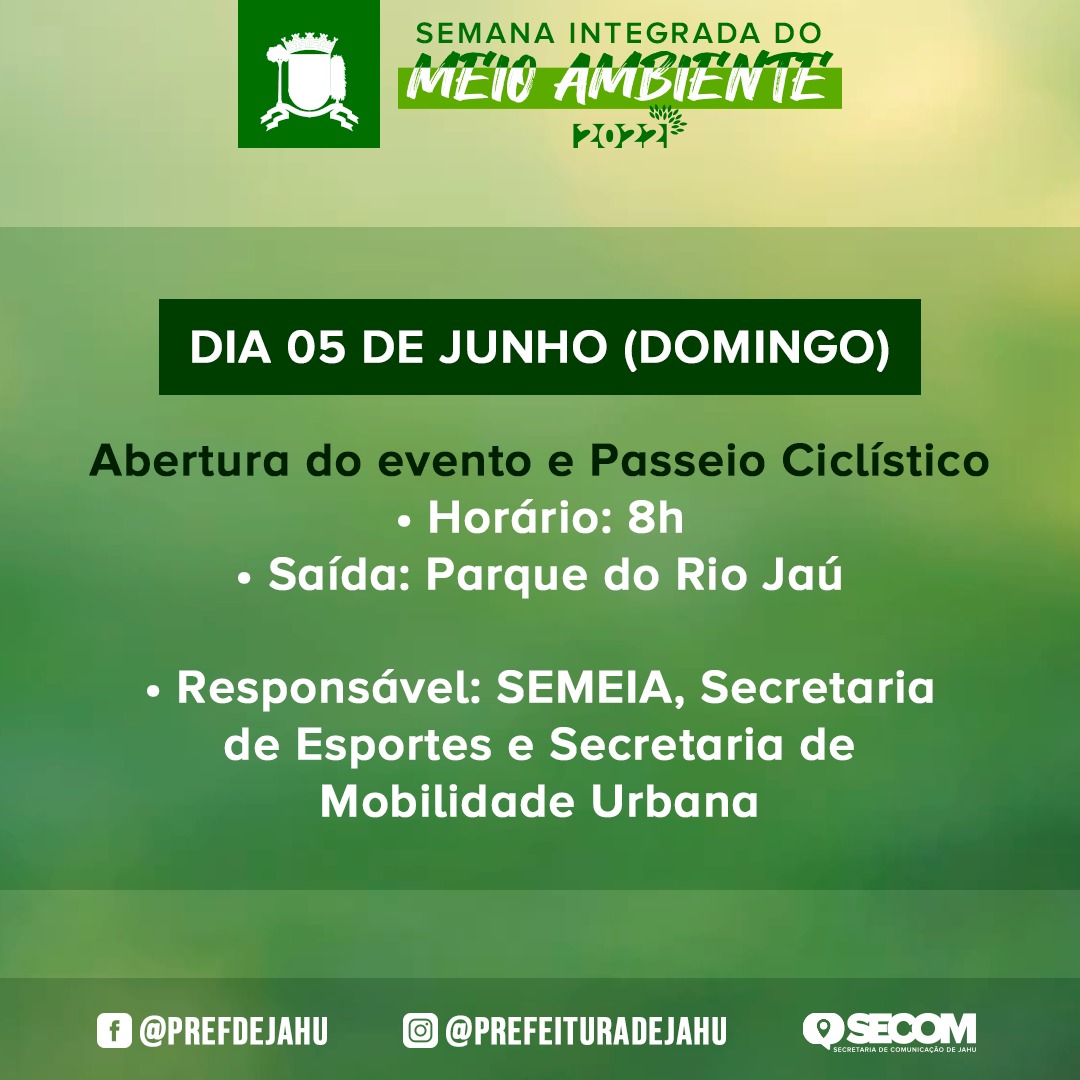 SEMANA DE MEIO AMBIENTE TEM PASSEIO CICLÍSTICO
