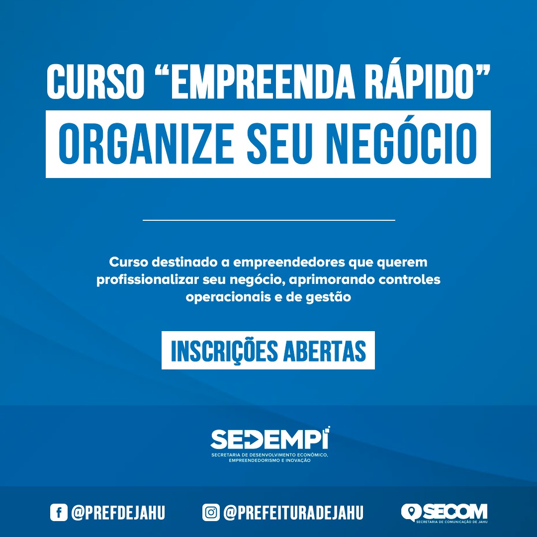 EMPREENDA RÁPIDO OFERECE CURSO GRATUITO PARA MEI