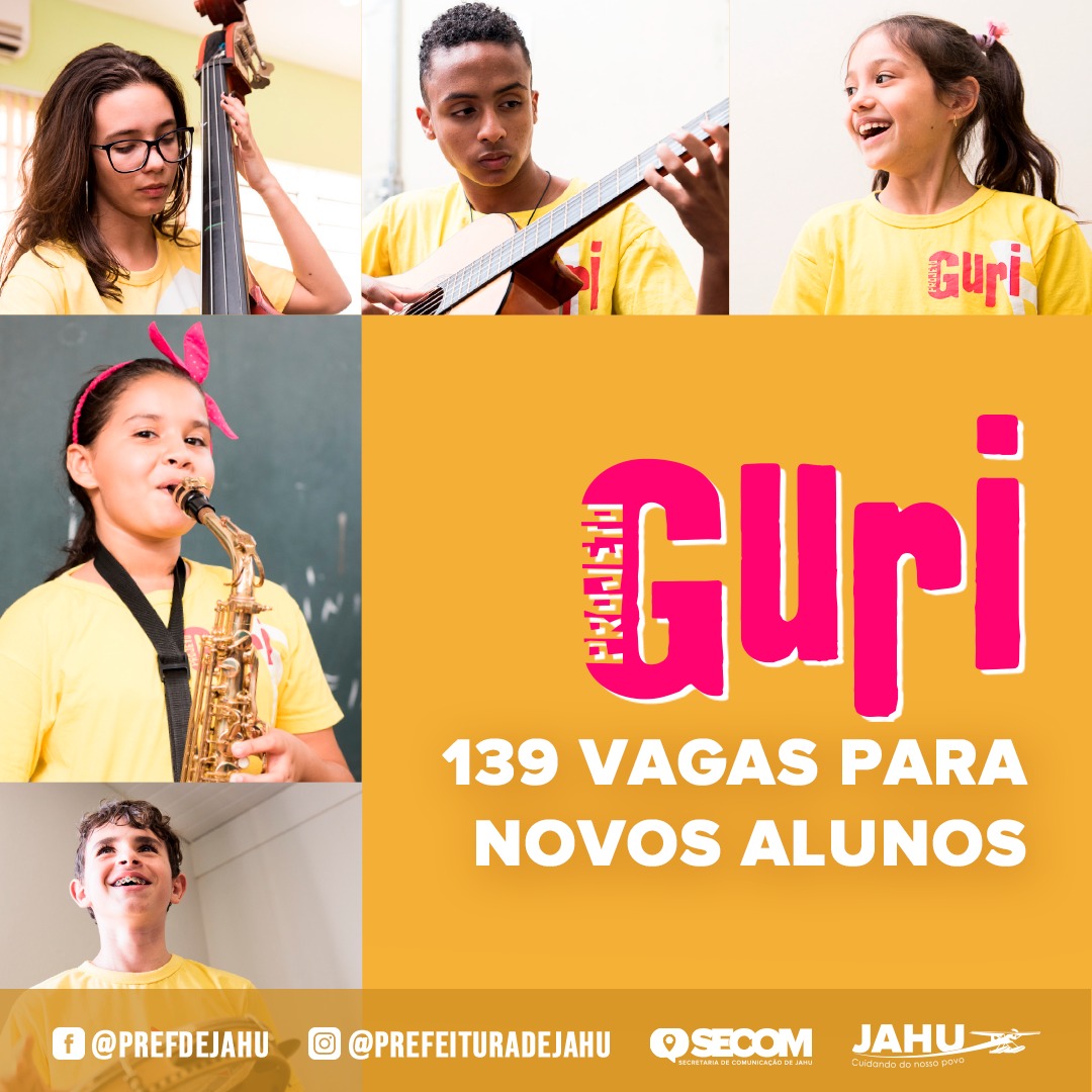 PROJETO GURI TEM 139 VAGAS PARA NOVOS ALUNOS