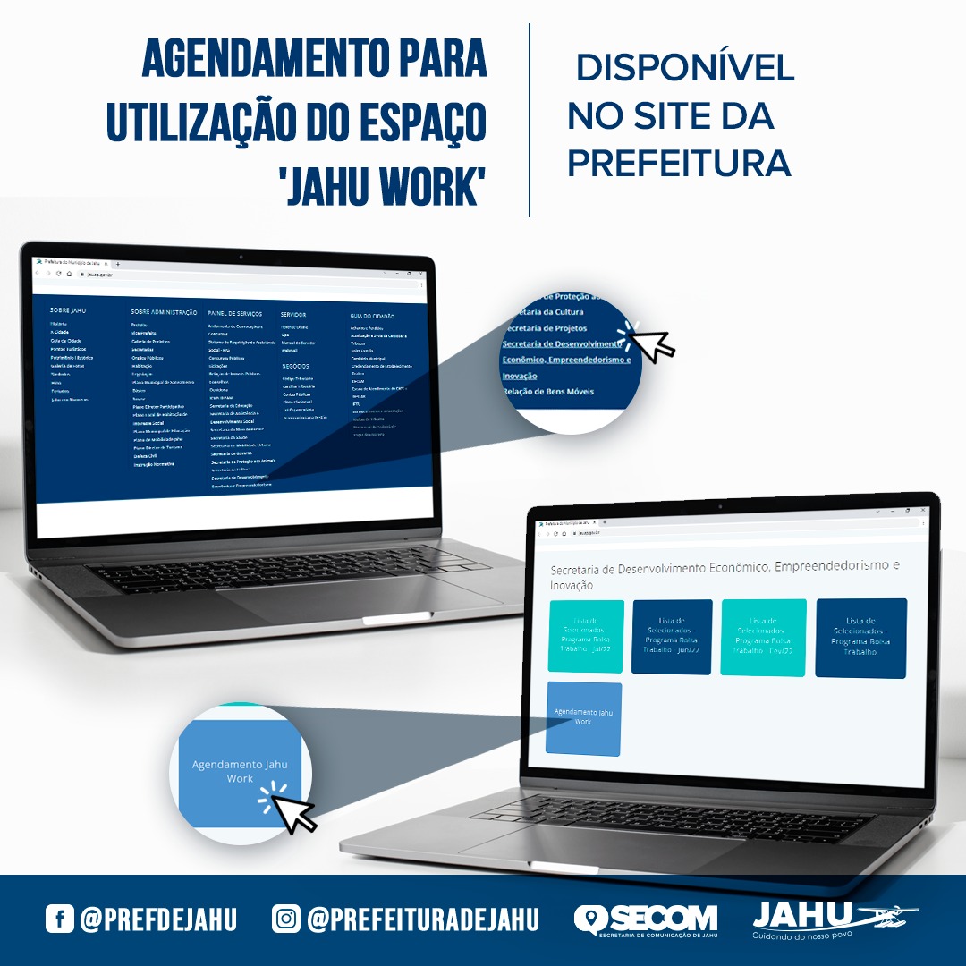 AGENDAMENTO PARA UTILIZAÇÃO DO ESPAÇO 'JAHU WORK' ESTÁ DISPONÍVEL NO SITE DA PREFEITURA