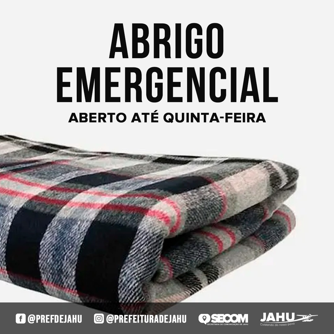 ABRIGO EMERGENCIAL NOTURNO FICA ABERTO ATÉ QUINTA-FEIRA