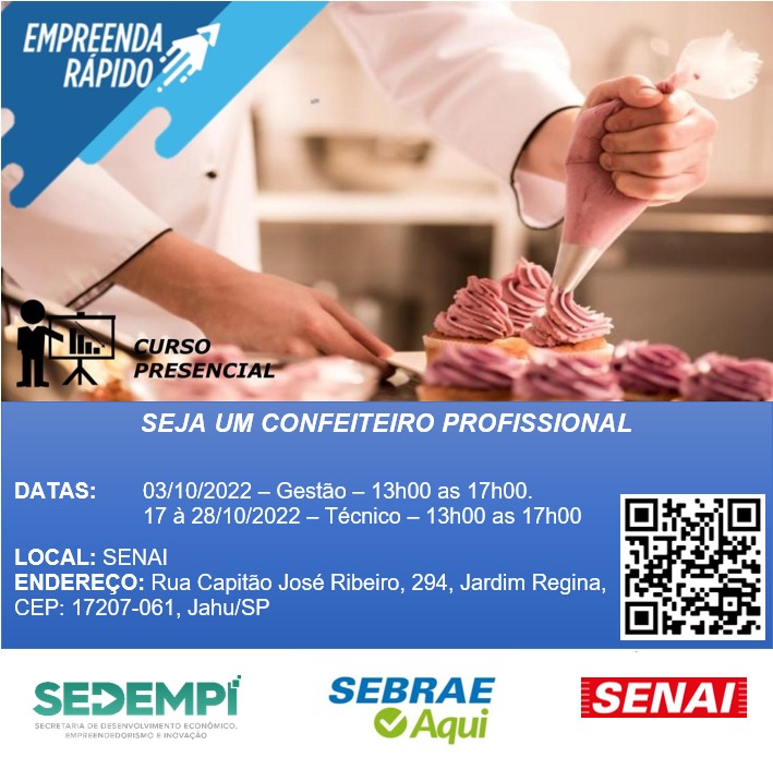 EMPREENDA RÁPIDO OFERECE CURSO DE CONFEITARIA