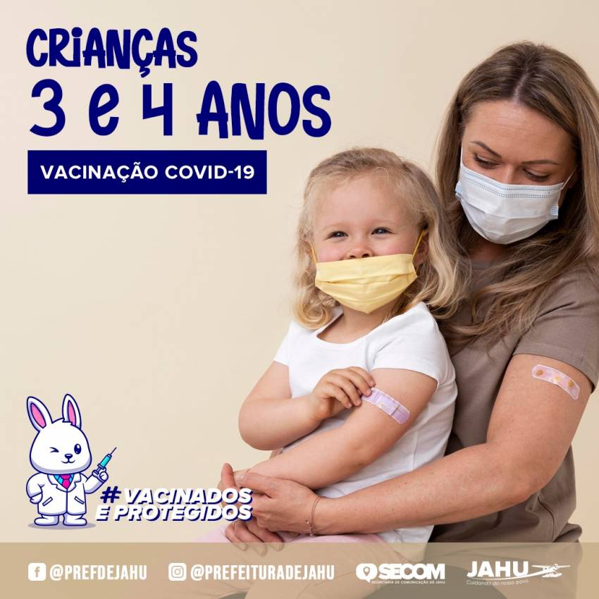 TEM INÍCIO VACINAÇÃO CONTRA COVID-19 EM CRIANÇAS DE 3 e 4 ANOS SEM COMORBIDADES