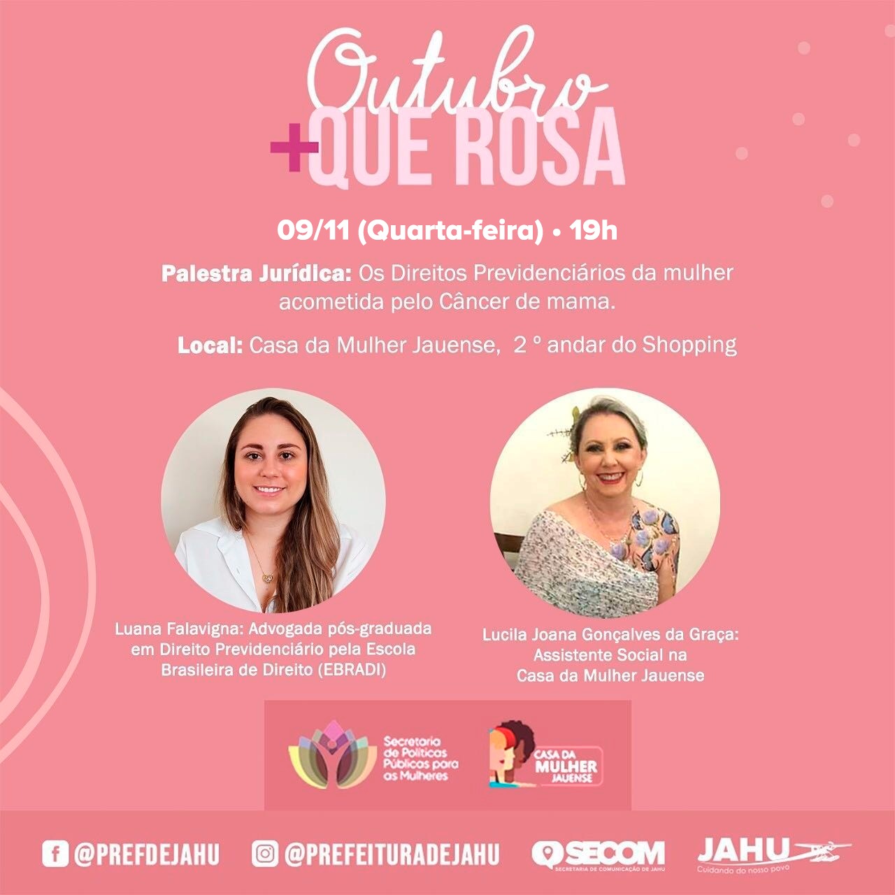 ALESTRA SOBRE DIREITOS DA MULHER COM CÂNCER É REMARCADA