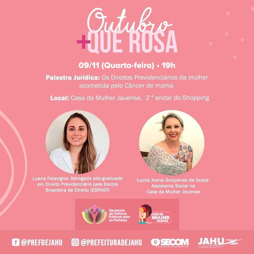 ALESTRA SOBRE DIREITOS DA MULHER COM CÂNCER É REMARCADA
