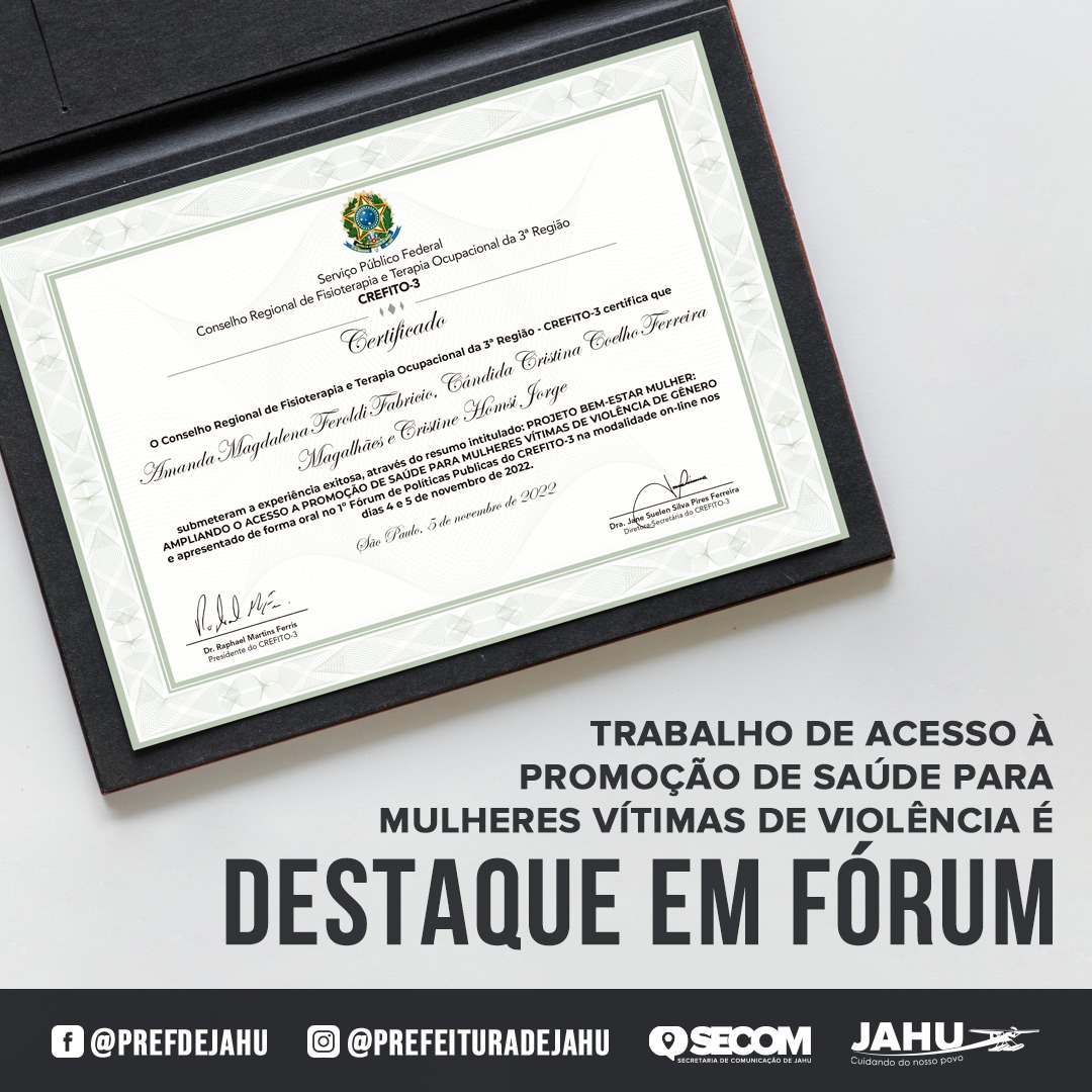 TRABALHO DE ACESSO À PROMOÇÃO DE SAÚDE PARA MULHERES VÍTIMAS DE VIOLÊNCIA É DESTAQUE EM FÓRUM