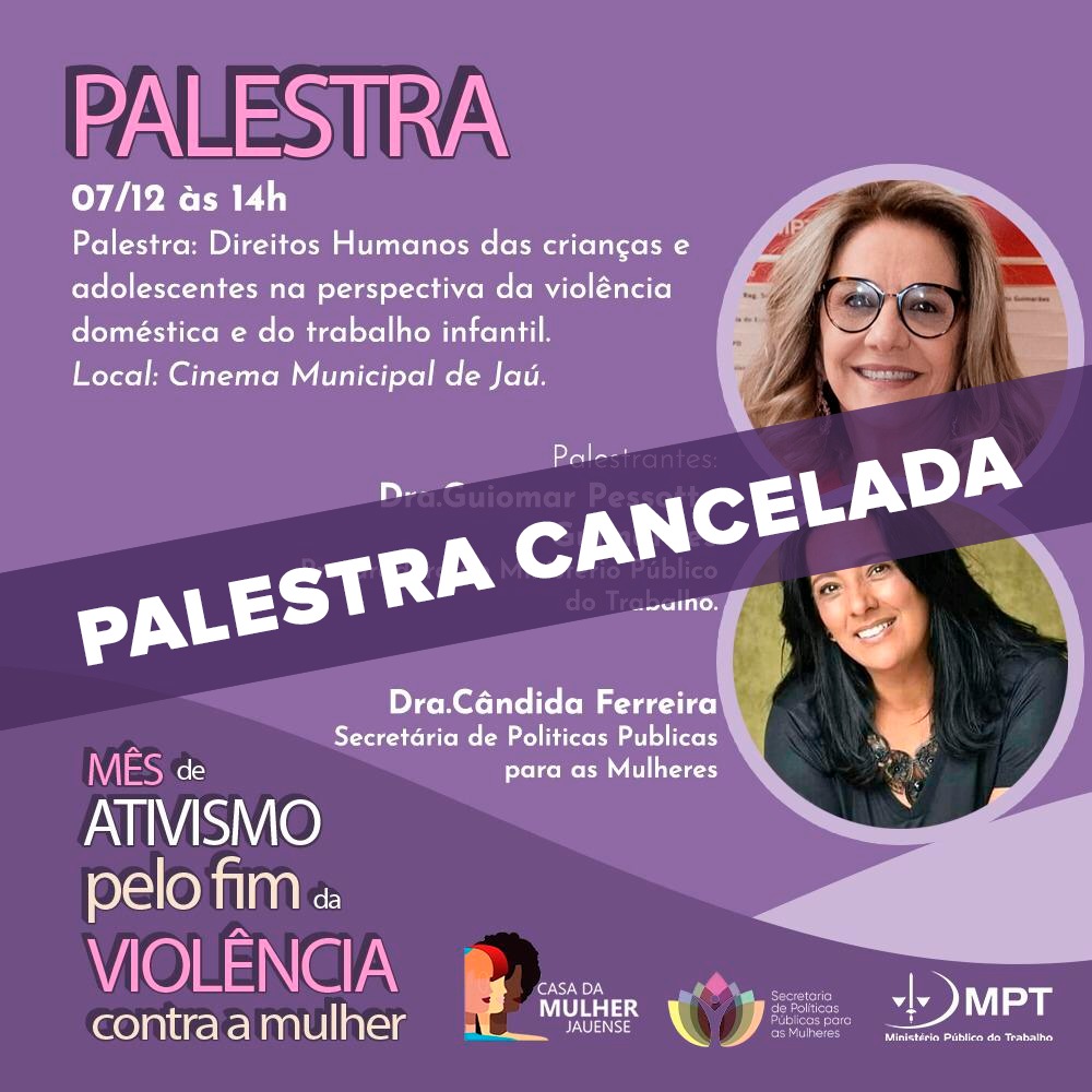 PALESTRA SOBRE DIREITOS HUMANOS DE CRIANÇAS E ADOLESCENTES É CANCELADA