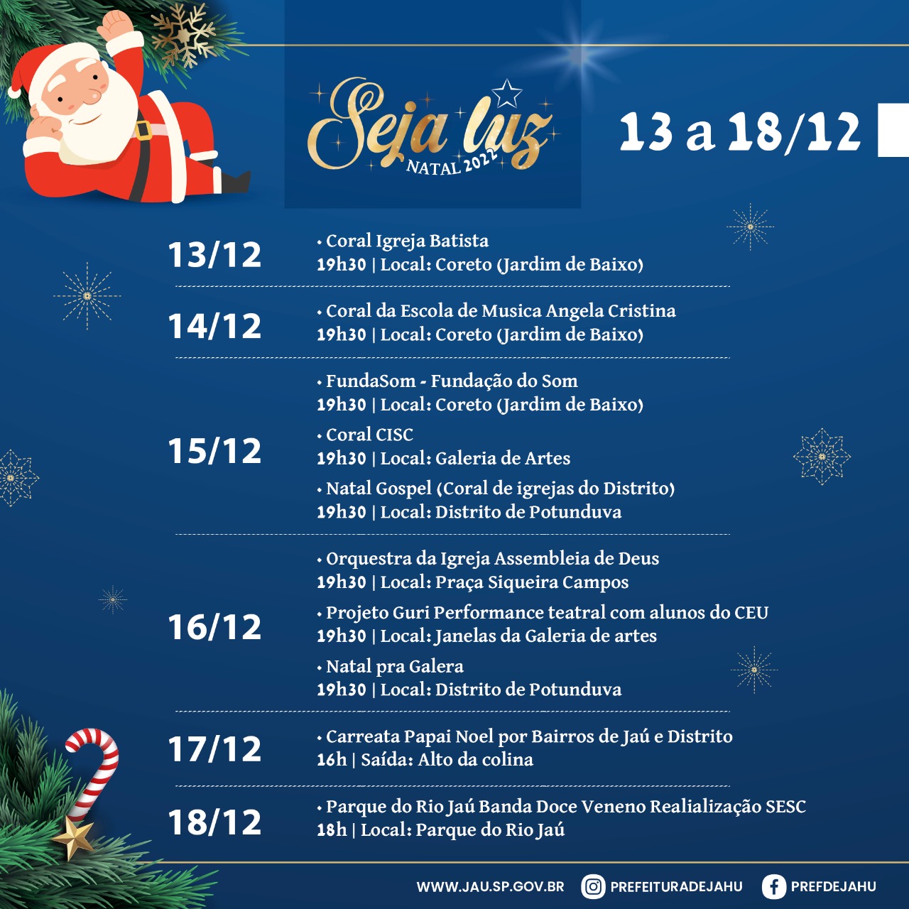 SEJA LUZ | Natal 2022 - CONFIRA A PROGRAMAÇÃO DA SEMANA