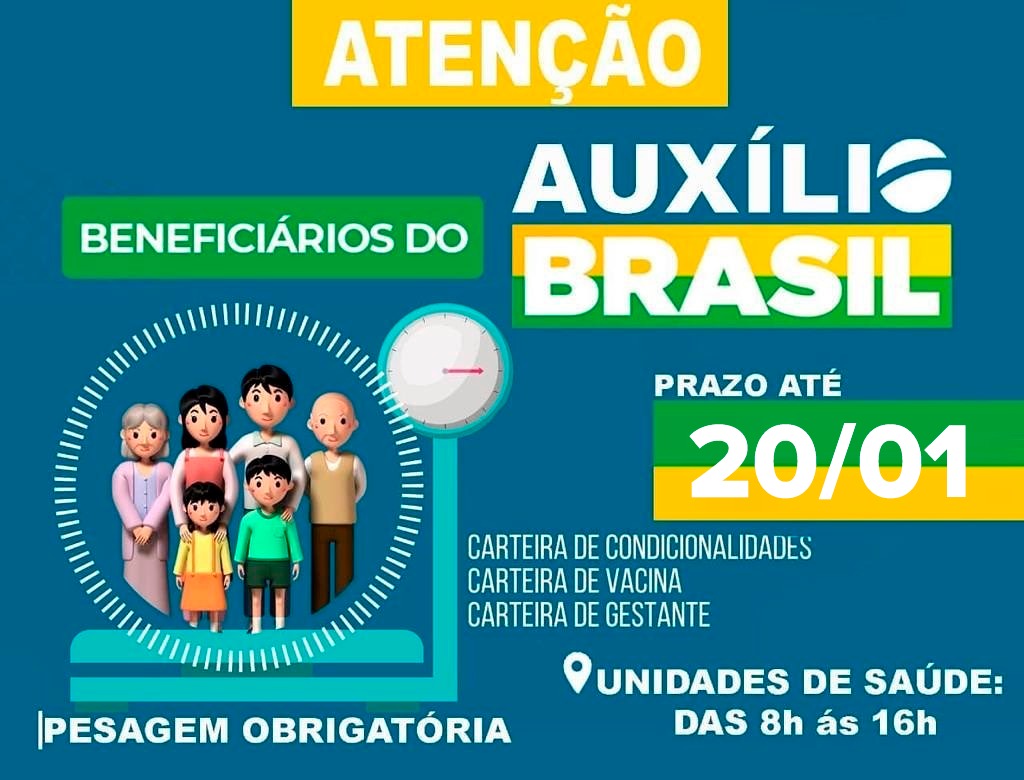 ATUALIZAÇÃO DAS CONDICIONALIDADES DA SAÚDE VAI ATÉ 20 DE JANEIRO