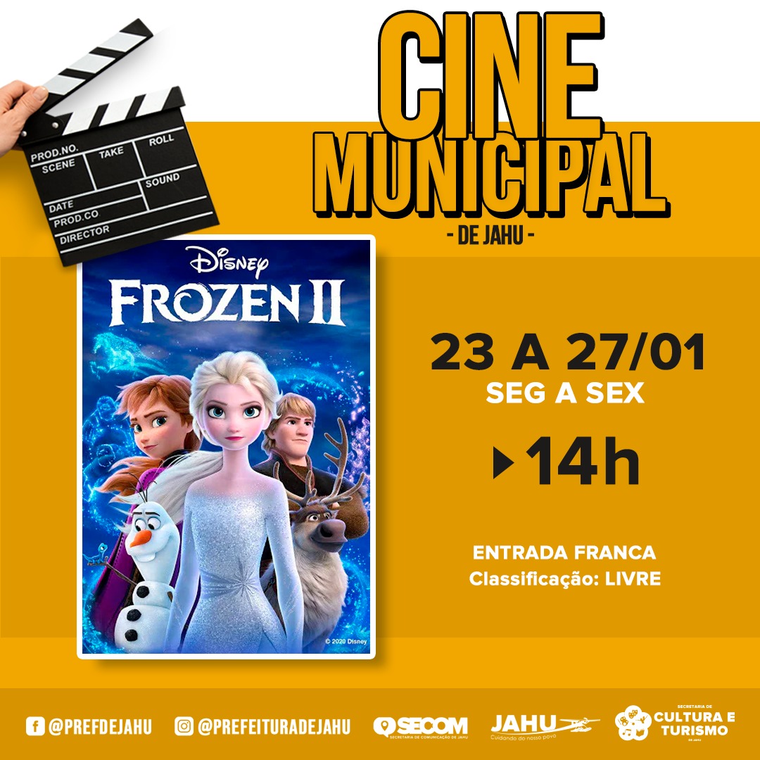 A PARTIR DE SEGUNDA-FEIRA CINE MUNICIPAL EXIBE FROZEN II