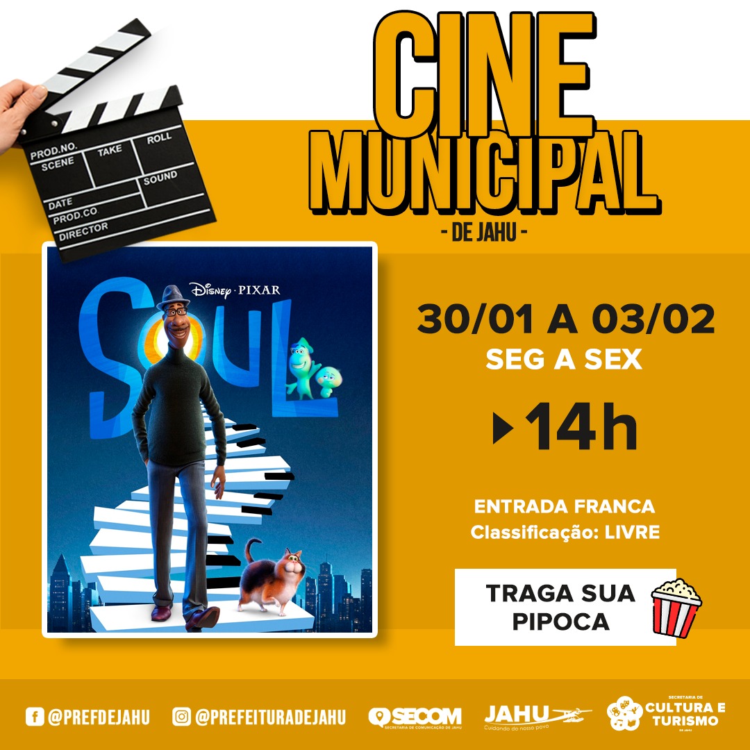 CINE MUNICIPAL EXIBE - SOUL: UMA AVENTURA COM ALMA