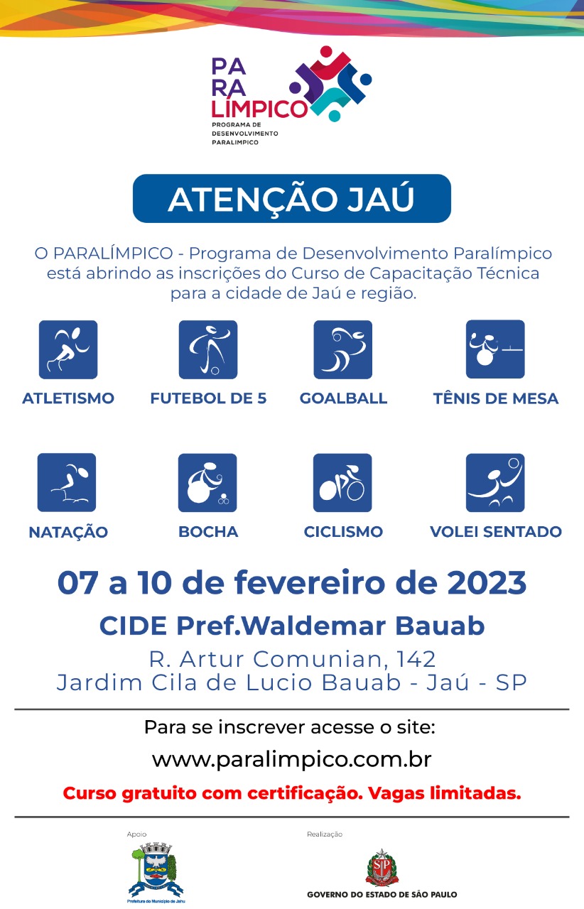 INSCRIÇÕES PARA CURSO DE CAPACITAÇÃO PARALÍMPICO SEGUEM ABERTAS