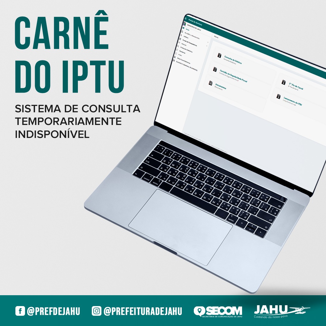 SISTEMA DE CONSULTA AO CARNÊ DO IPTU ESTÁ TEMPORARIAMENTE INDISPONÍVEL