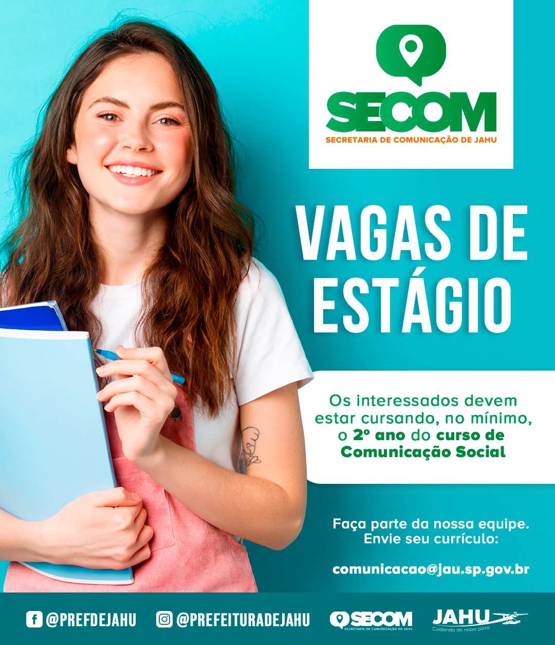 SEGUEM ABERTAS INSCRIÇÕES PARA ESTÁGIO NA SECRETARIA DE COMUNICAÇÃO