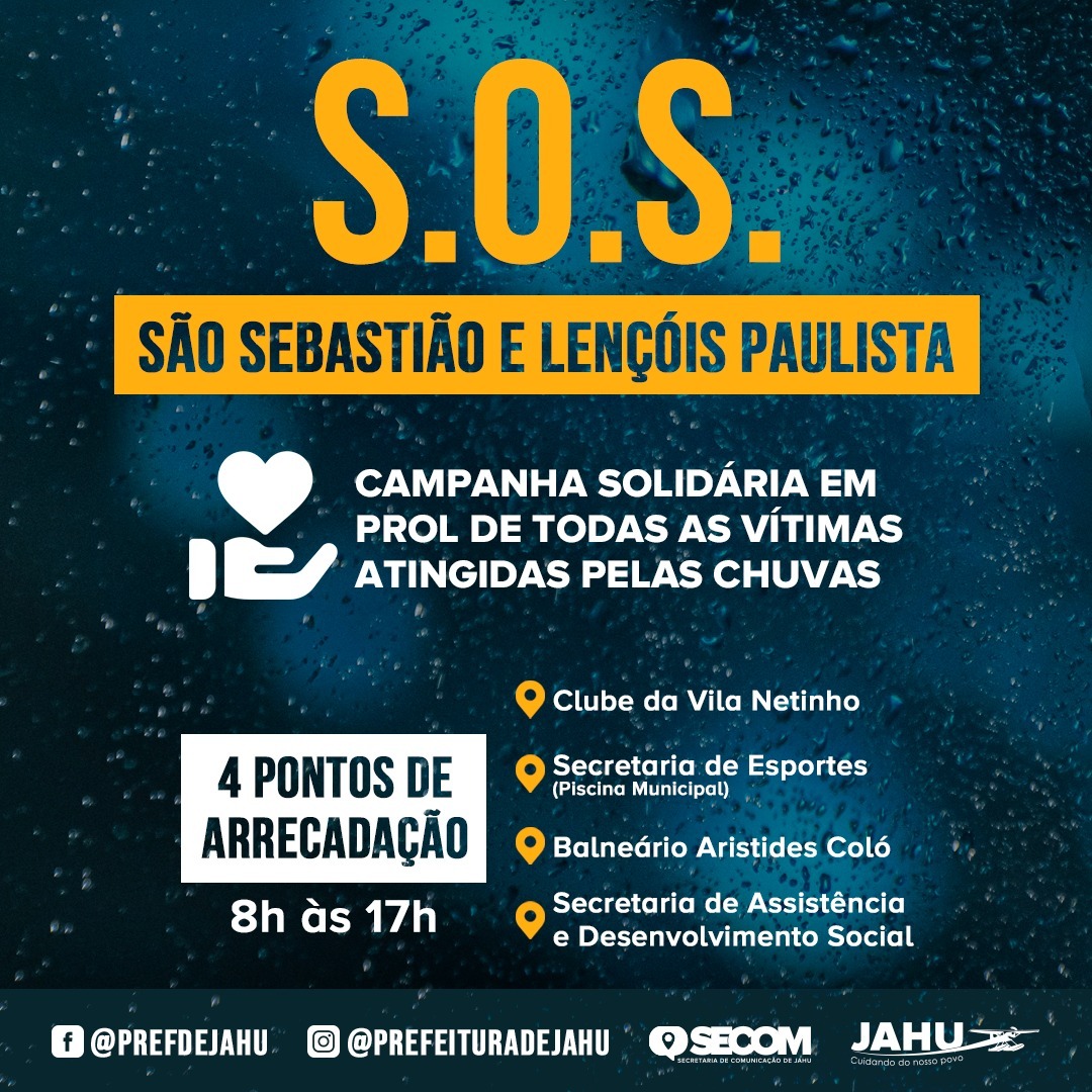 JAHU RECEBE DOAÇÕES PARA VÍTIMAS DAS CHUVAS NO ESTADO