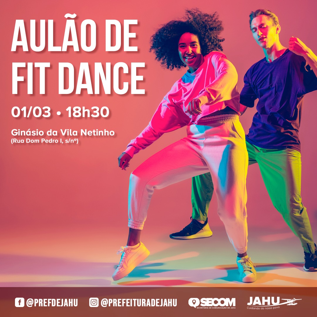 QUARTA-FEIRA (1º) TEM AULÃO DE FITDANCE NO GINÁSIO DA VILA NETINHO