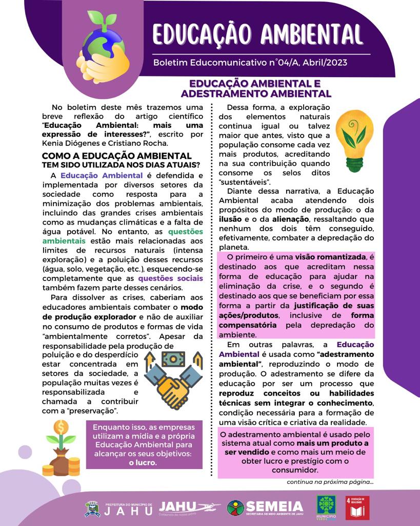 EDUCAÇÃO AMBIENTAL E ADESTRAMENTO AMBIENTAL