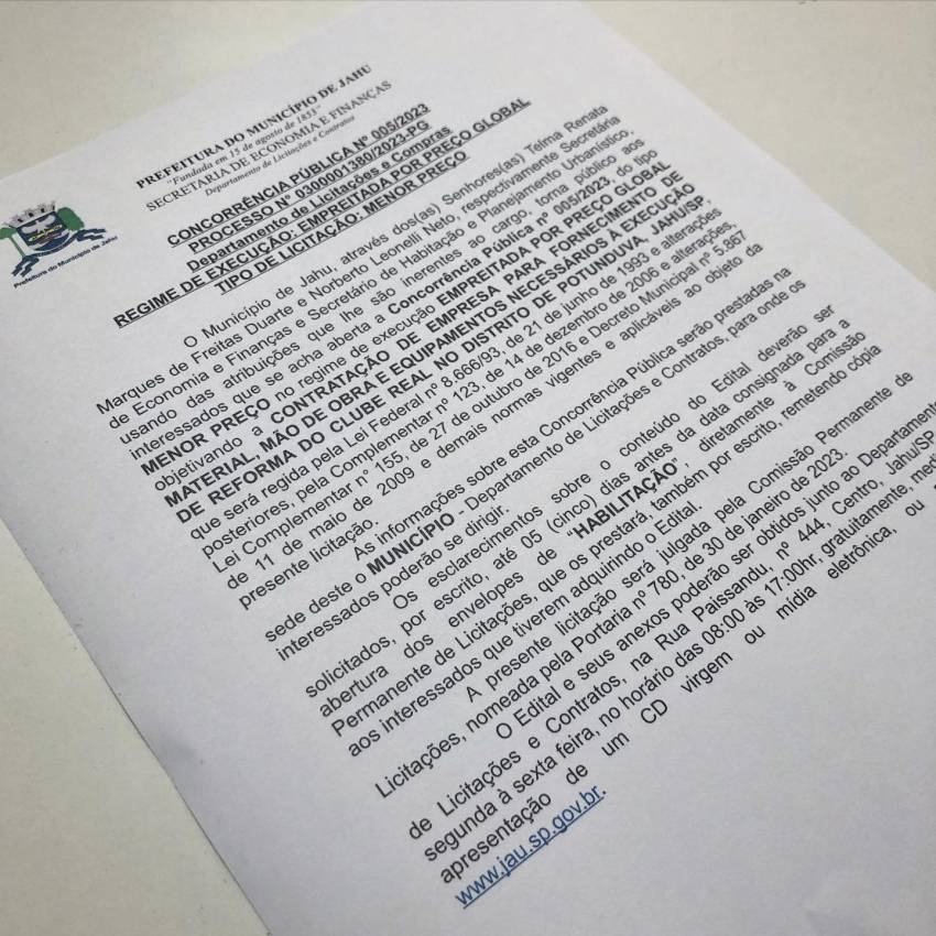 PREFEITURA LANÇA EDITAL DE LICITAÇÃO DA SEGUNDA FASE DA REFORMA DO CLUBE REAL