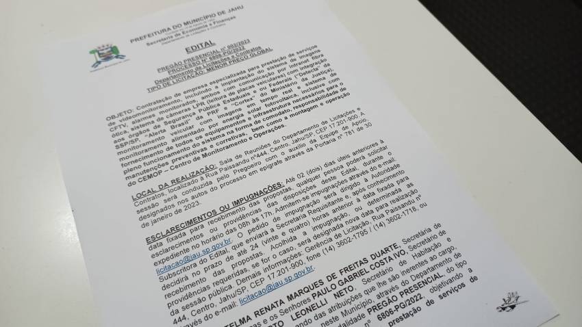 PREFEITURA LANÇA LICITAÇÃO PARA IMPLANTAÇÃO DE SISTEMA DE VIDEOMONITORAMENTO NA CIDADE