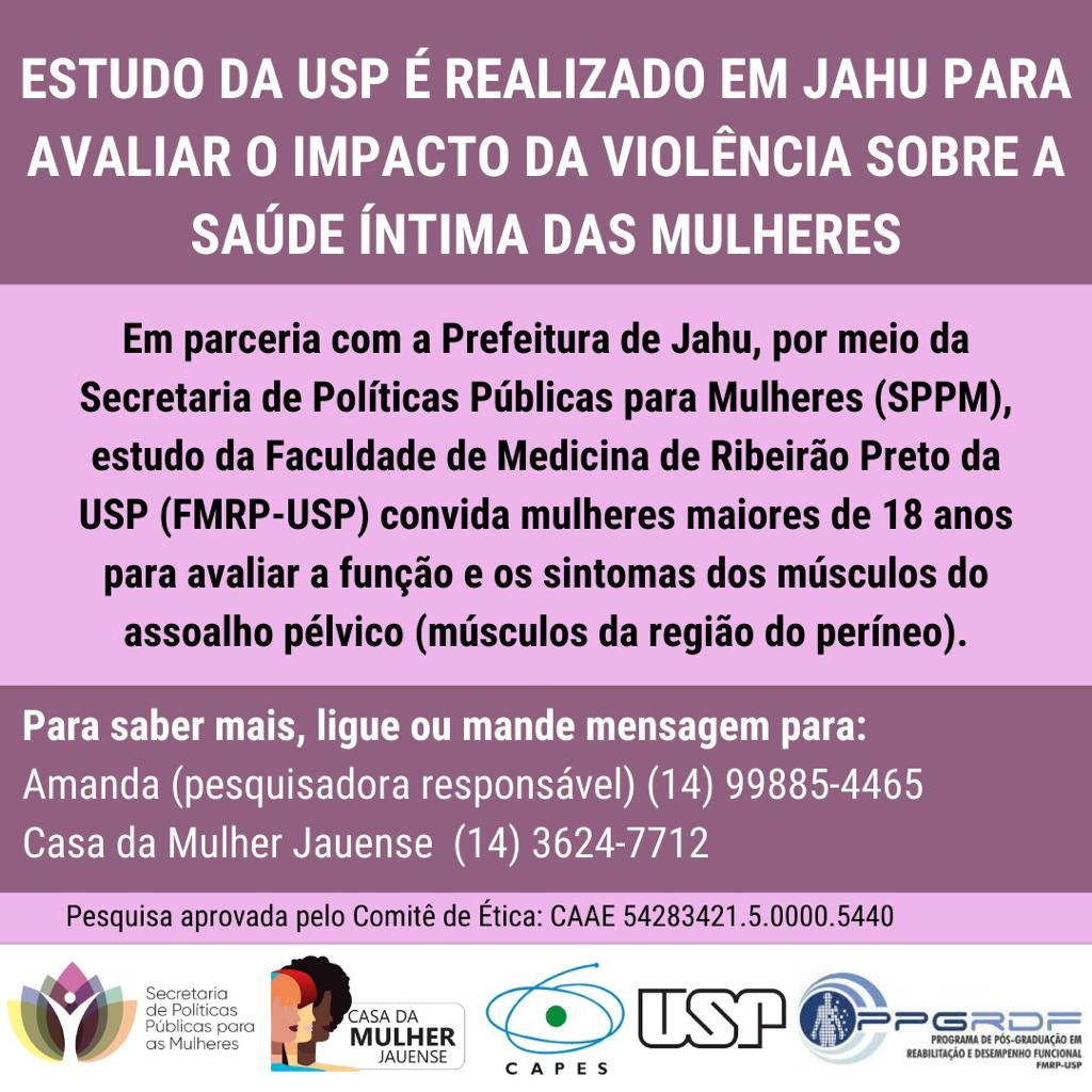ESTUDO DA USP É REALIZADO EM JAHU PARA AVALIAR SAÚDE ÍNTIMA DAS MULHERES