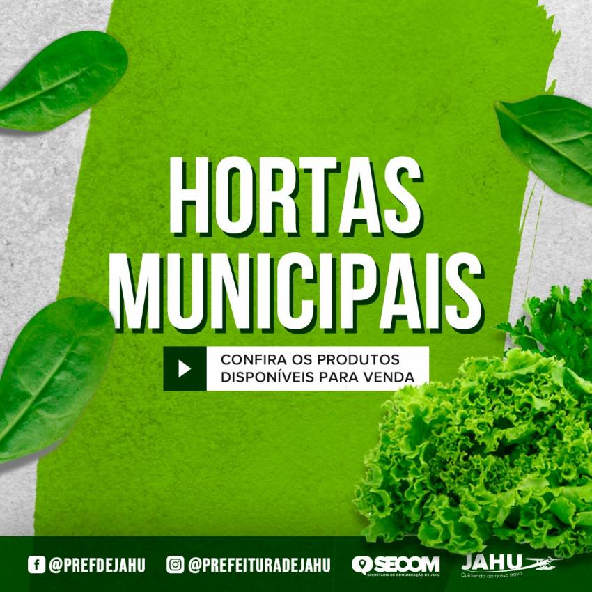 HORTAS MUNICIPAIS: PRODUTOS À VENDA NESTA TERÇA-FEIRA (22/08)