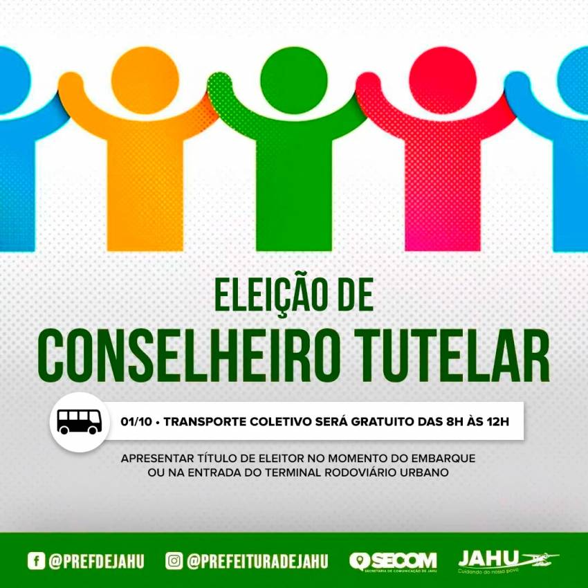 ELEIÇÃO DO CONSELHO TUTELAR: TRANSPORTE COLETIVO SERÁ GRATUITO DAS 8H ÀS 12H